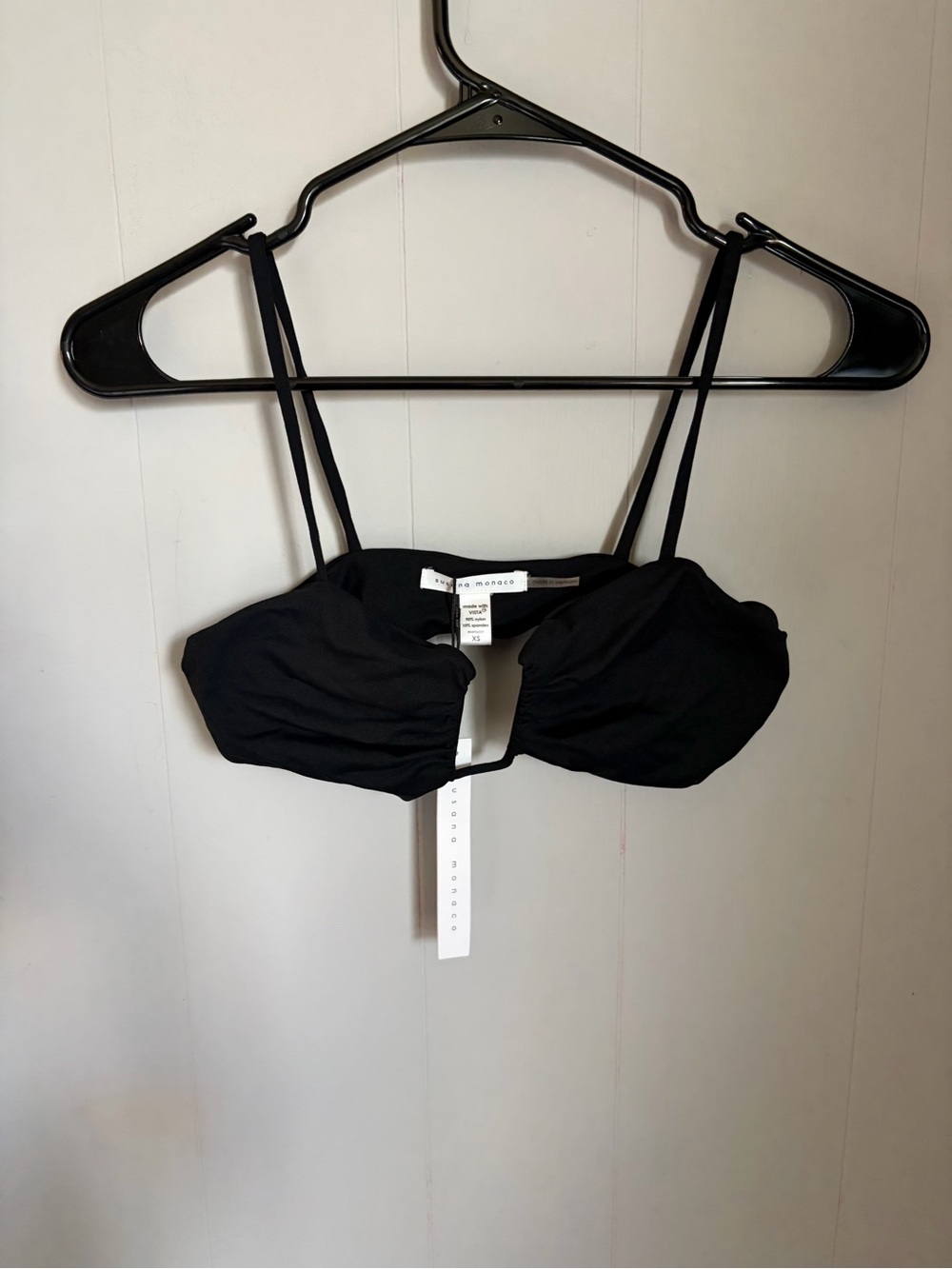 Susana Monaco Black Bandeau Bikini Top with Thin Straps